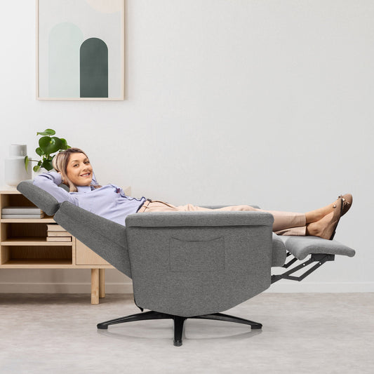 Swivel Massage Recliner Single Sofa with Adjustable Headrest-Gray - Tampa Home & Garden Store