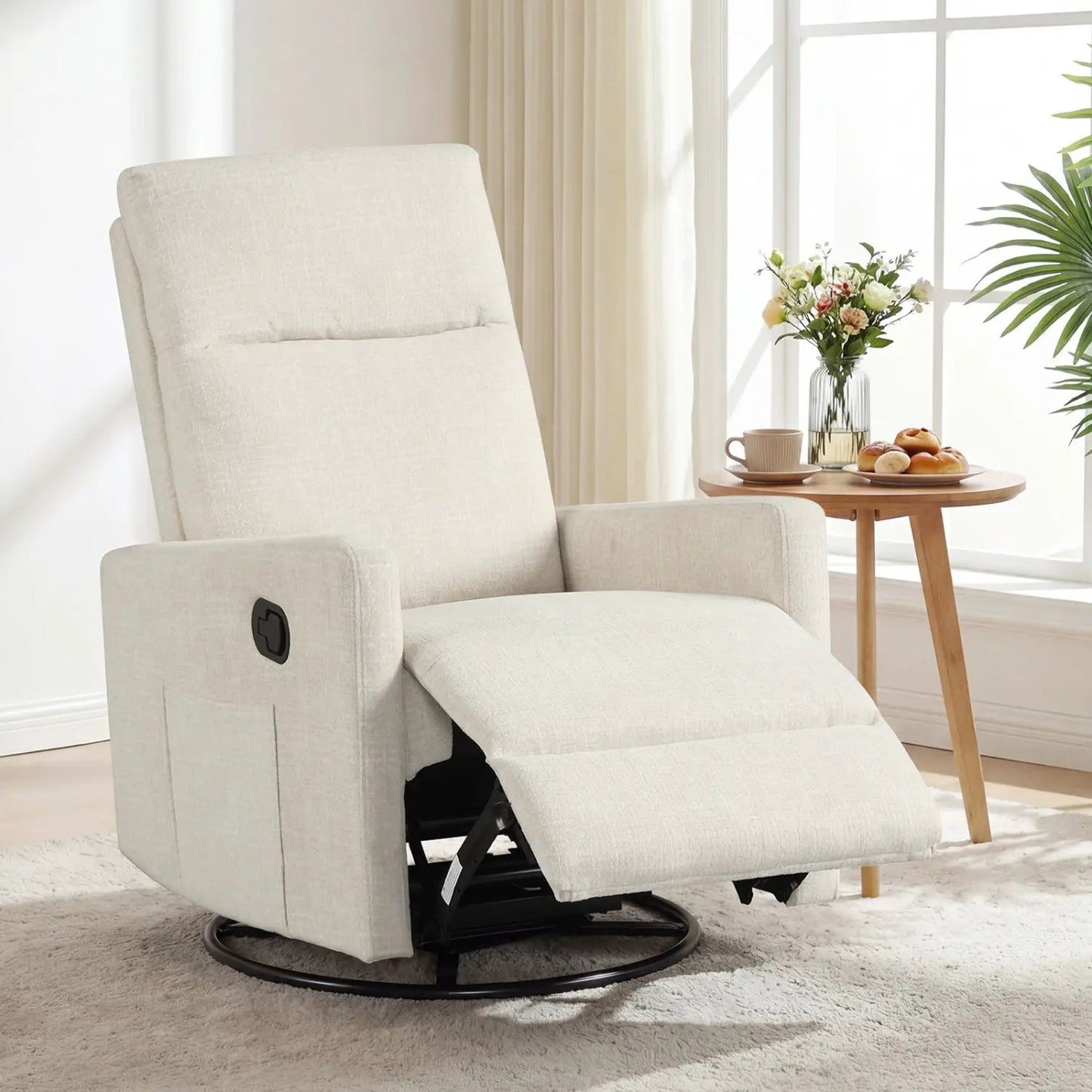 Swivel Rocking Chair Nursery Recliner With Back