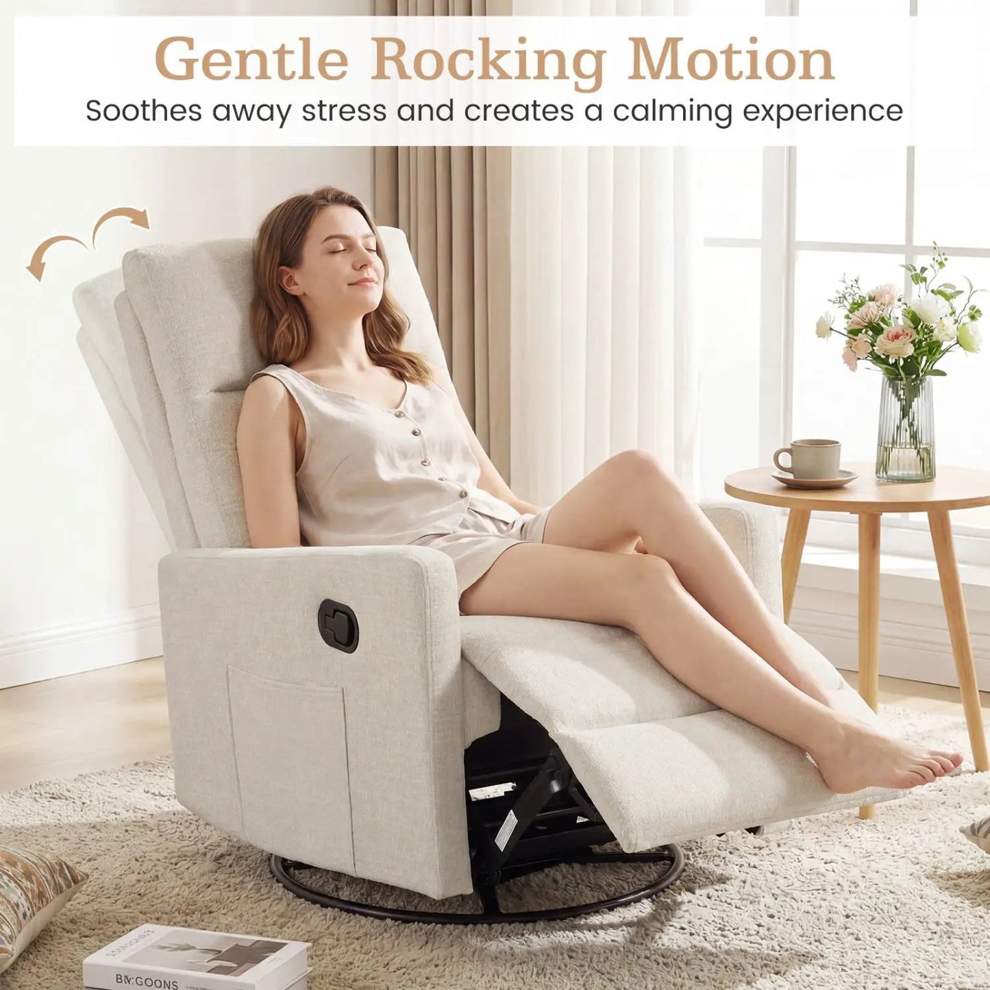 Swivel Rocking Chair Nursery Recliner With Back