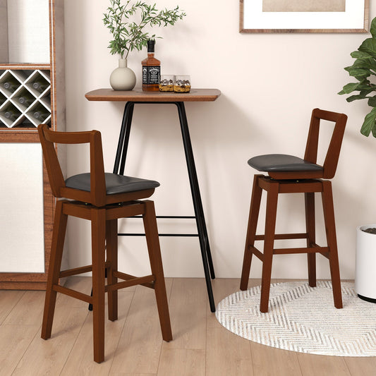 Swivel Upholstered PU Leather Stool with Backrest and Cushioned Seat-30.5 inches - Tampa Home & Garden Store