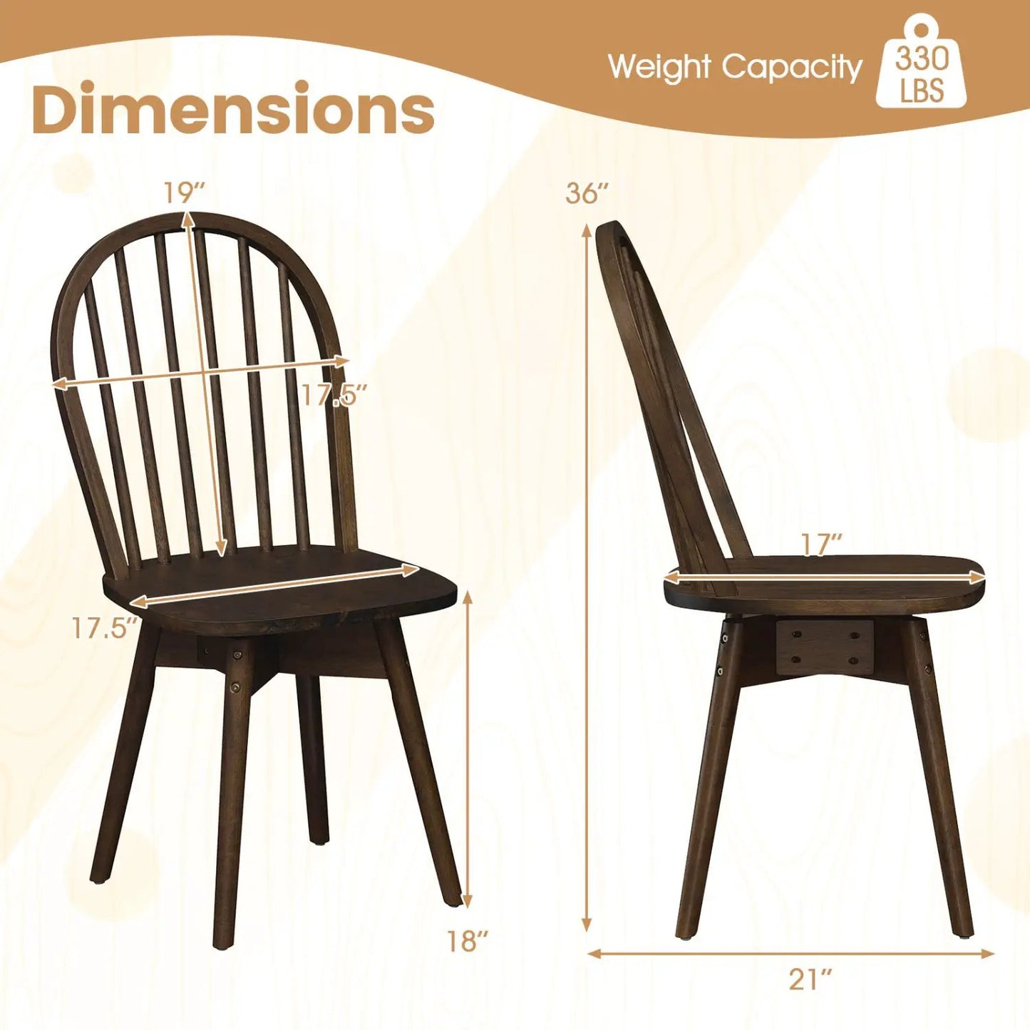 Swivel Windsor Dining Chairs Set of Four