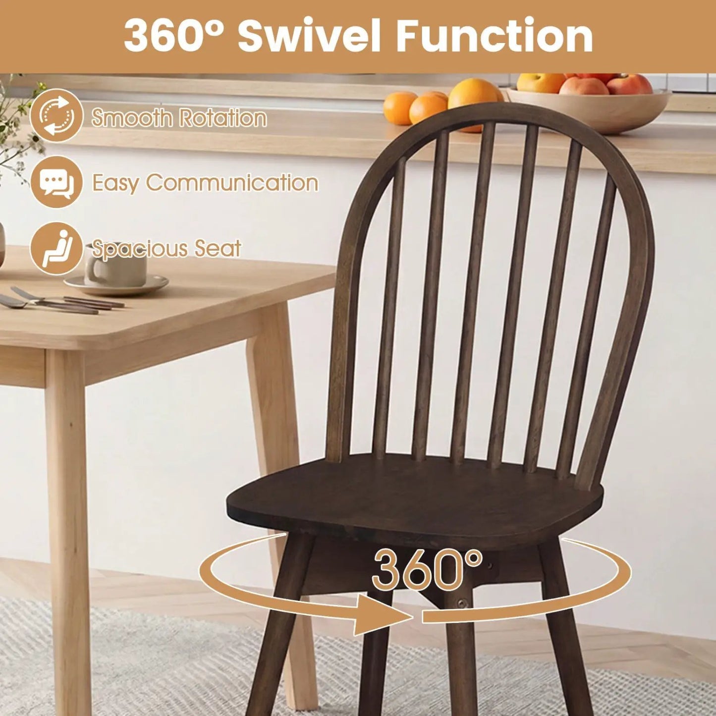 Swivel Windsor Dining Chairs Set of Four