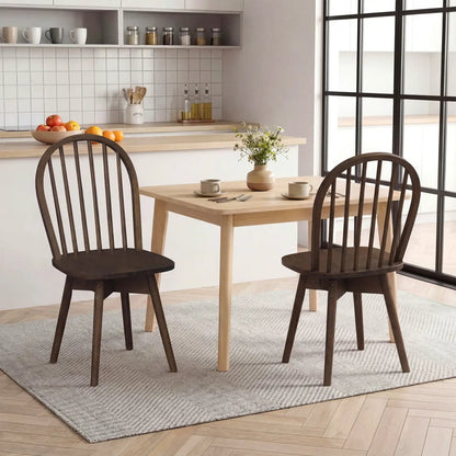 Swivel Windsor Dining Chairs Set of 2 Rubber Wood