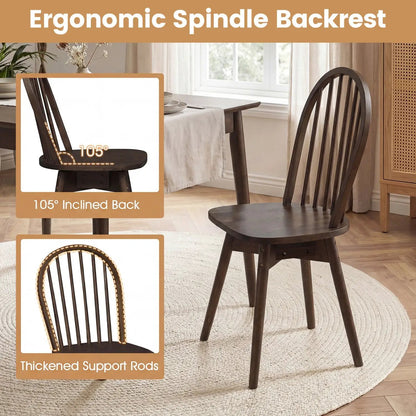 Swivel Windsor Dining Chairs Set of 2 Rubber Wood