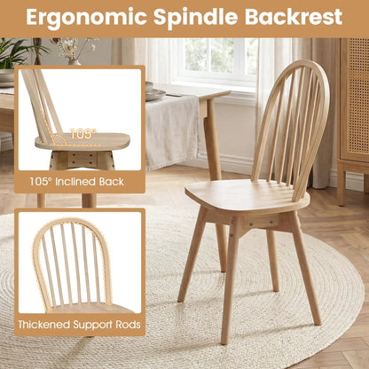 Swivel Windsor Dining Chairs Set of 2 Rubber Wood