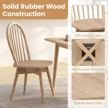 Swivel Windsor Dining Chairs Set of 2 Rubber Wood