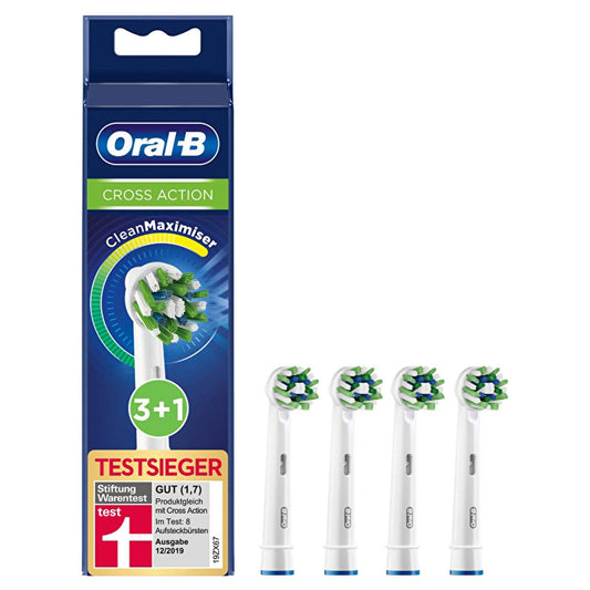 Oral-B CrossAction replacement brush heads 4-pack for electric toothbrush green bristles on Tampa Home & Garden Store