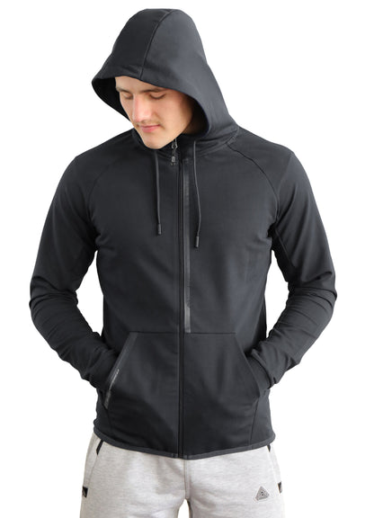 All-Day Comfort Hooded Sweatshirt Slim Fit men's athletic zip hoodie, black by SCR Sportswear on Tampa Home & Garden Store