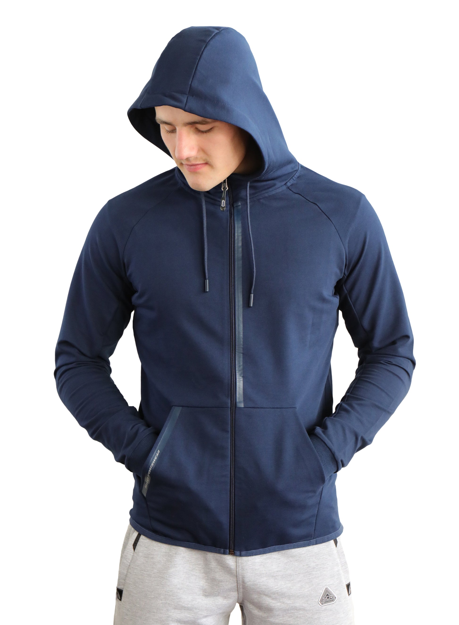 All-Day Comfort Hooded Sweatshirt Slim Fit navy zip hoodie for men with front pockets SCR Sportswear on Tampa Home & Garden Store