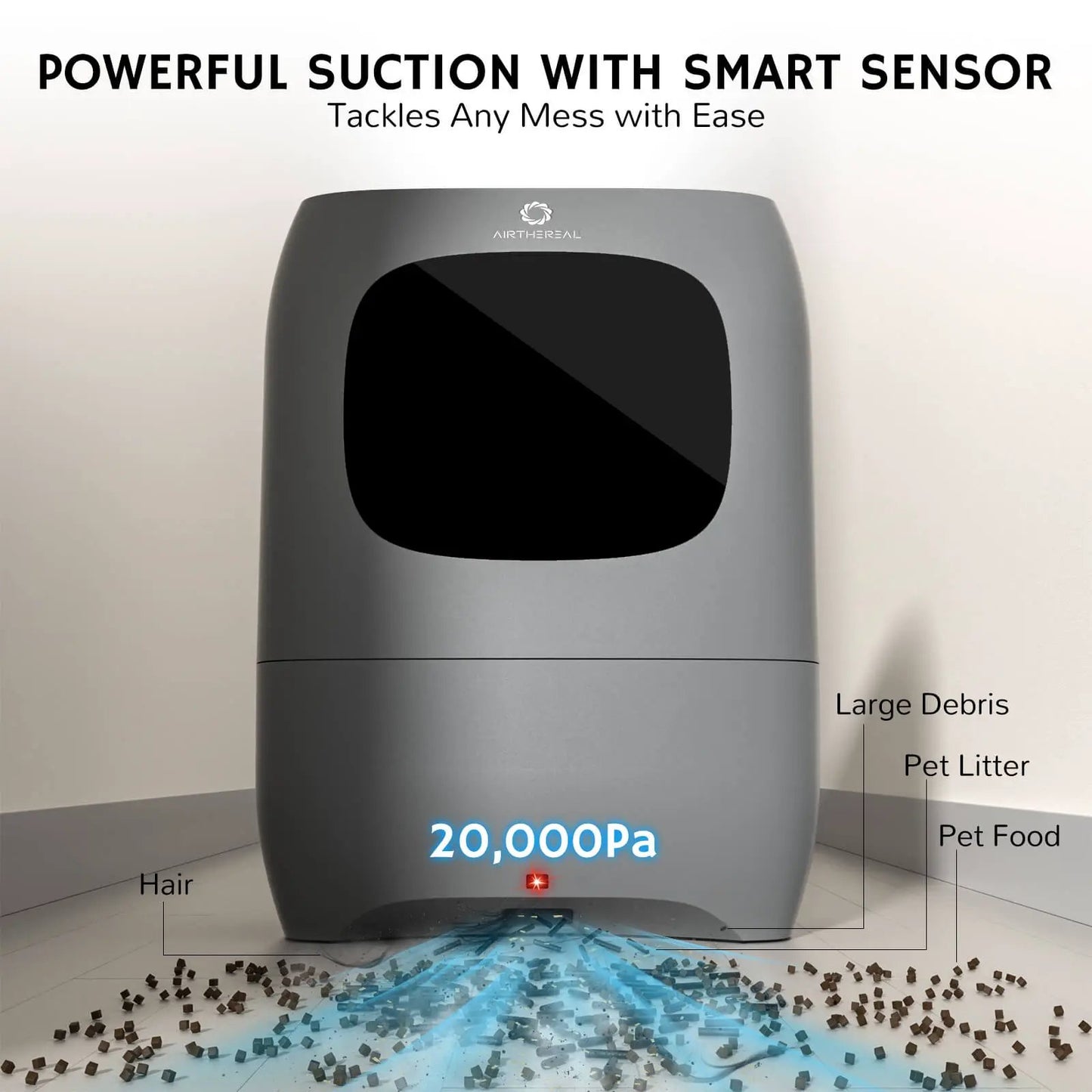 Airthereal T1 Touchless Vacuum Dustpan, gray with smart sensor 20,000Pa suction on Tampa Home & Garden Store