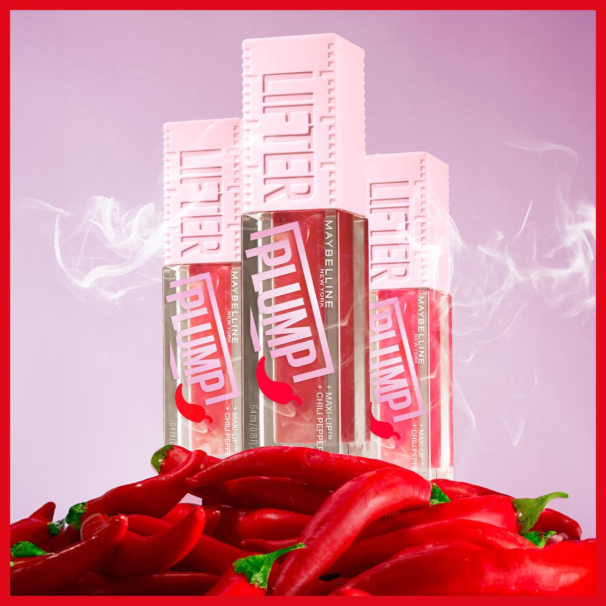 Maybelline New York Lifter Plump Lip Gloss Blush Blaze, caps embossed LIFTER, amid red peppers on Tampa Home & Garden Store