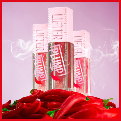 Maybelline New York Lifter Plump Lip Gloss Blush Blaze, caps embossed LIFTER, amid red peppers on Tampa Home & Garden Store