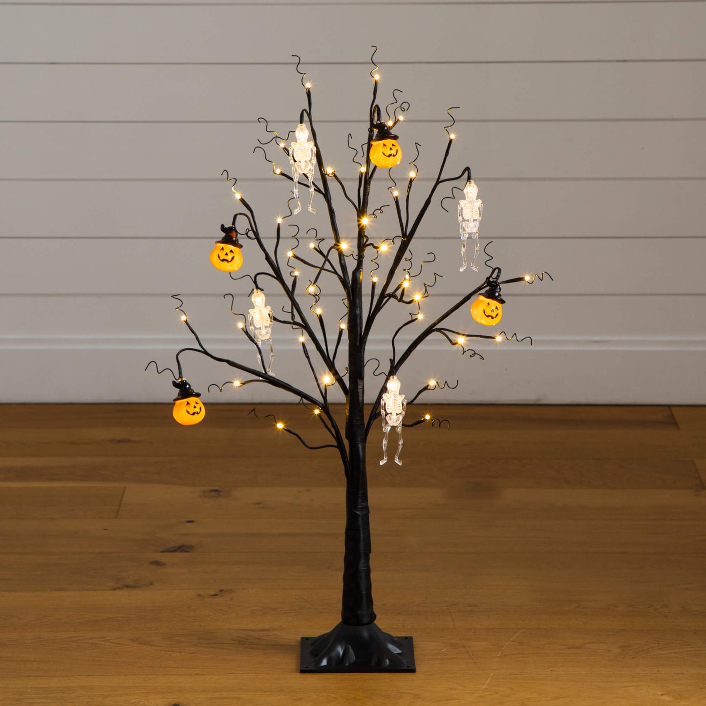 3 ft Nearly Natural pre-lit Halloween ornament tree with pumpkins and skulls, 48 warm white LEDs on Tampa Home & Garden Store
