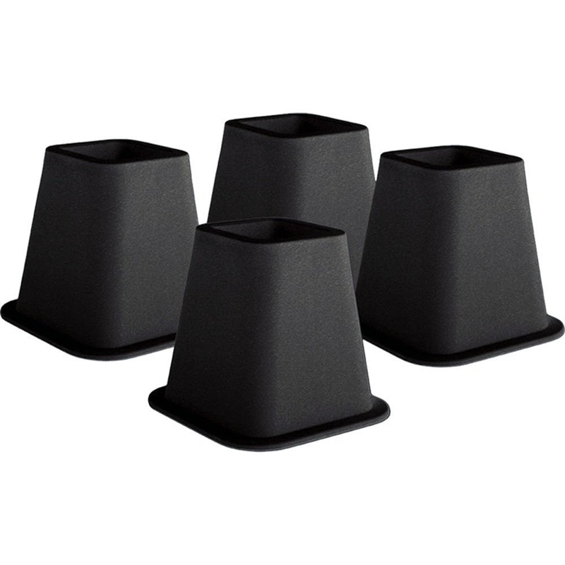 Elevadores de cama de 6 pulgadas de alto en negro - Paquete de 4