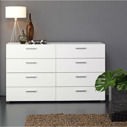 Cómoda doble blanca moderna de 8 cajones para dormitorio