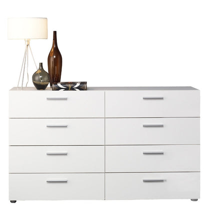 Cómoda doble blanca moderna de 8 cajones para dormitorio