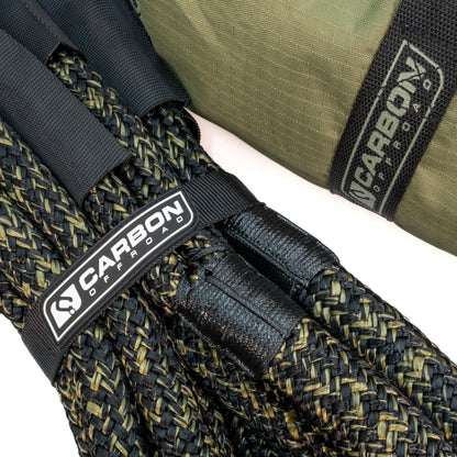 TAC 4x4 recovery rope and soft shackle with Carbon Offroad USA logo on braided strap on Tampa Home & Garden Store