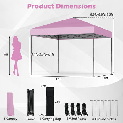 GemGear 10x10 ft pop up canopy tent pink with portable carrying bag and 8 stakes on Tampa Home & Garden Store