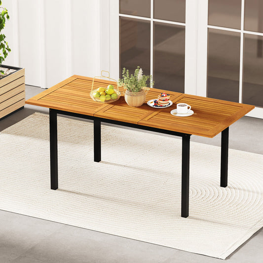 4-8 Person Extendable Solid Wood Dining Table with Umbrella Hole - Tampa Home & Garden Store