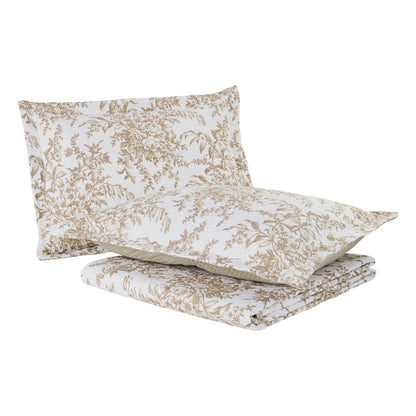 Juego de edredón de algodón con estampado floral bohemio en tonos beis y canela, tamaño king, de 3 piezas