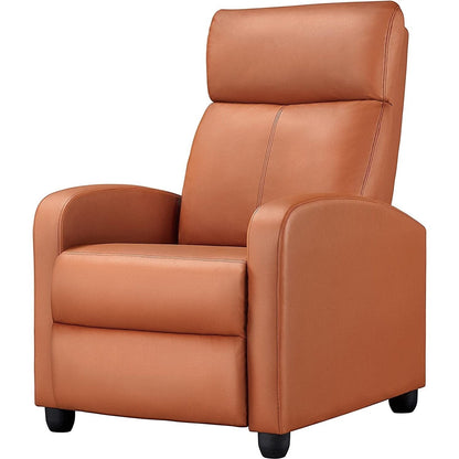 Sillón reclinable push-back de piel sintética de alta densidad color marrón