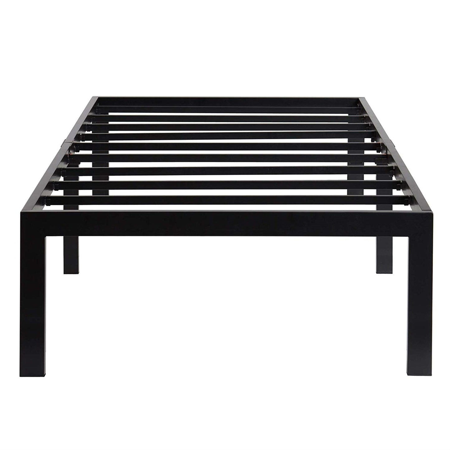 Base de cama tipo plataforma de metal negro de 18 pulgadas de alto resistente, tamaño individual