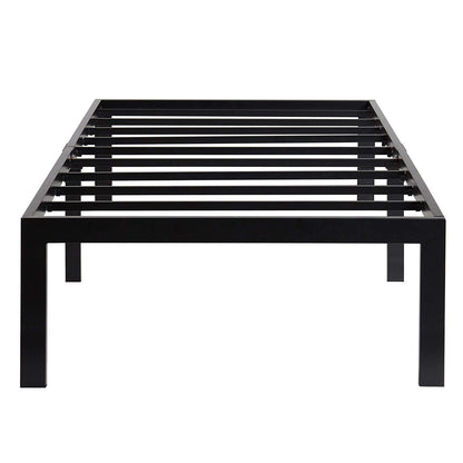 Base de cama tipo plataforma de metal negro de 18 pulgadas de alto resistente, tamaño individual