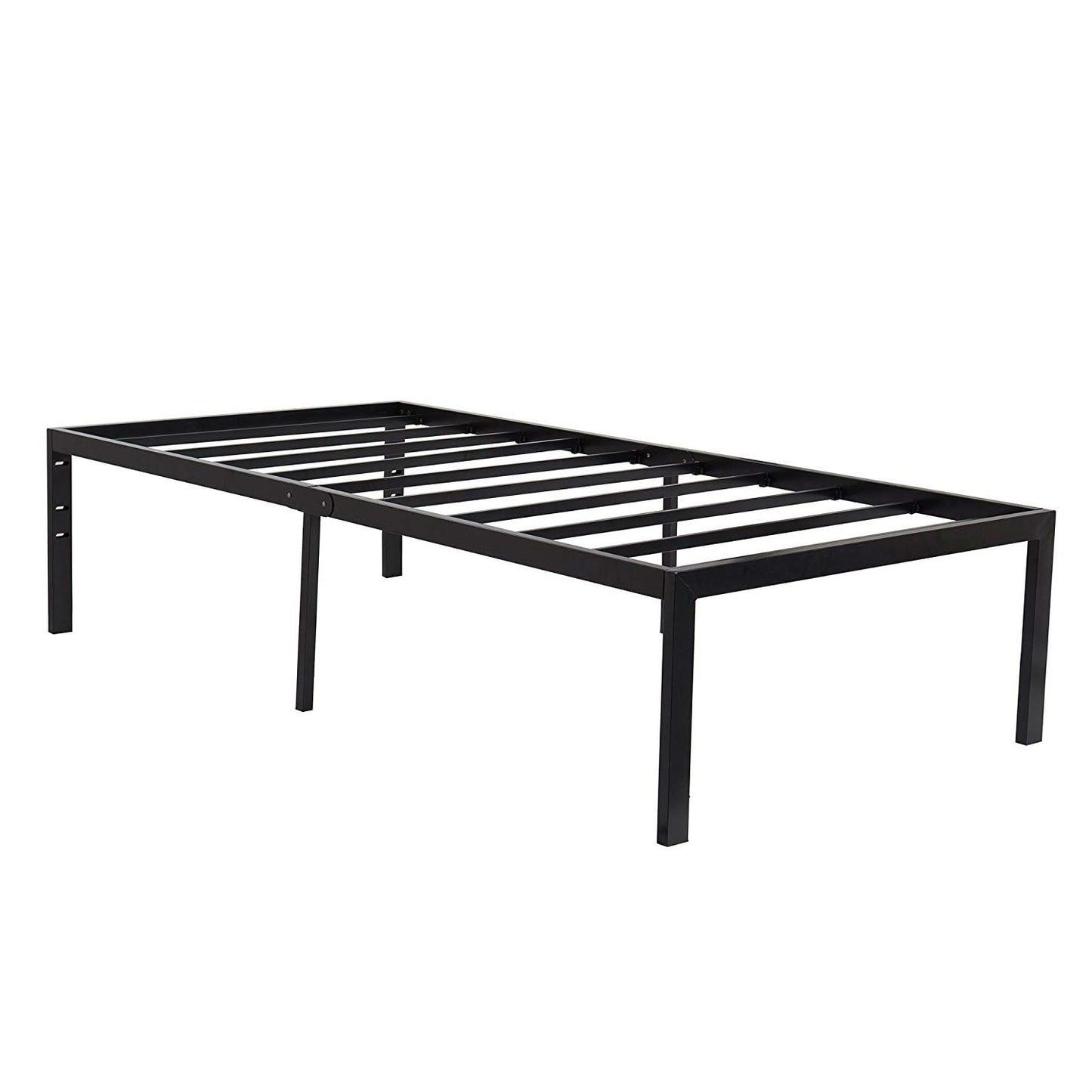Base de cama tipo plataforma de metal negro de 18 pulgadas de alto resistente, tamaño individual