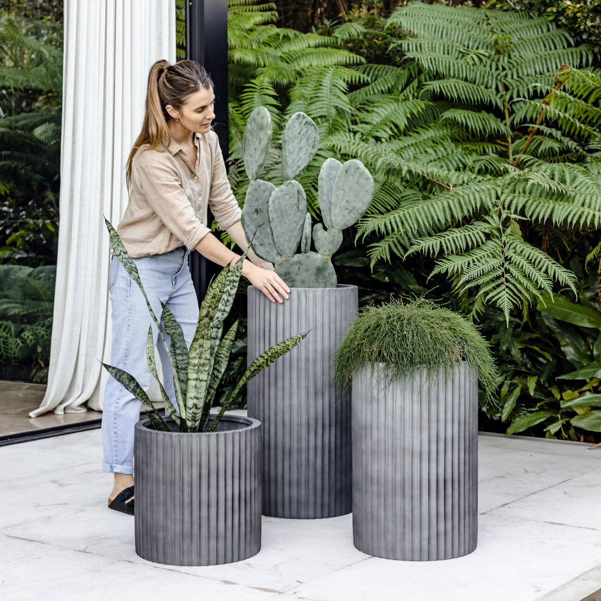 The Ribbed Loob Tall Planter | Fluted Column Cluster Pot
