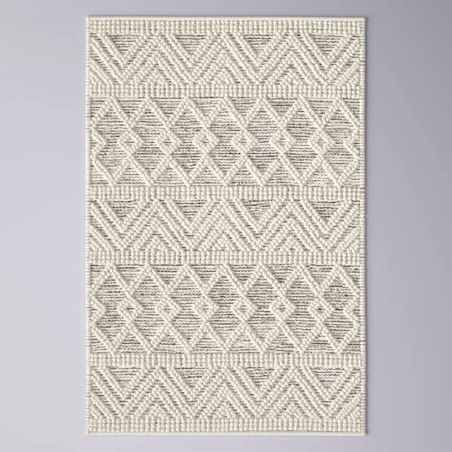 Alfombra de área estilo persa tejida a mano de 2 x 3 pies, mezcla de lana, gris, beige, marfil