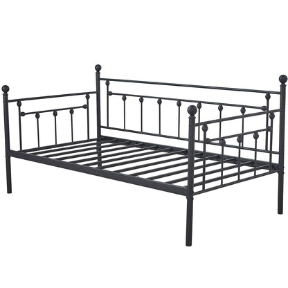 Estructura de cama diván de metal negra clásica tamaño Twin
