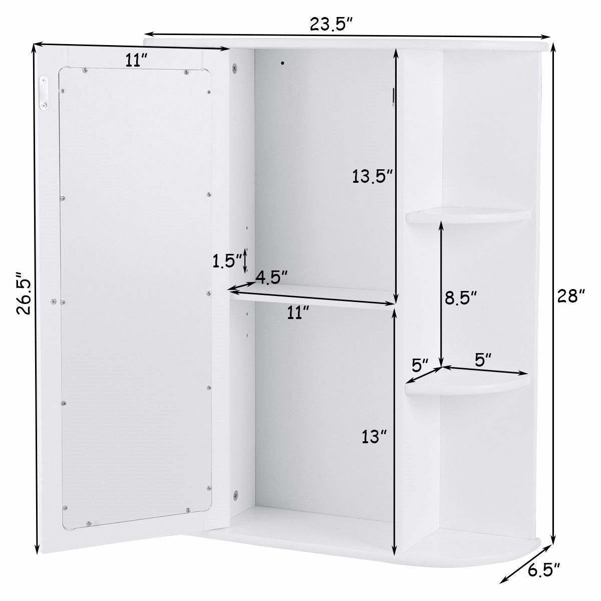 Botiquín Blanco de Pared para Baño con Estantes de Almacenamiento