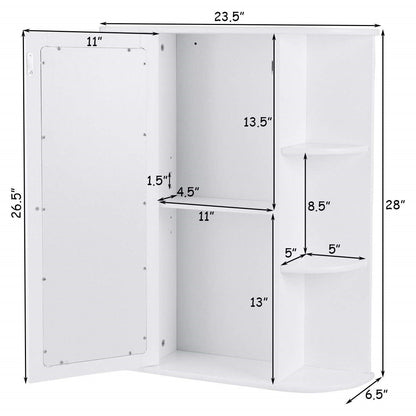 Botiquín Blanco de Pared para Baño con Estantes de Almacenamiento