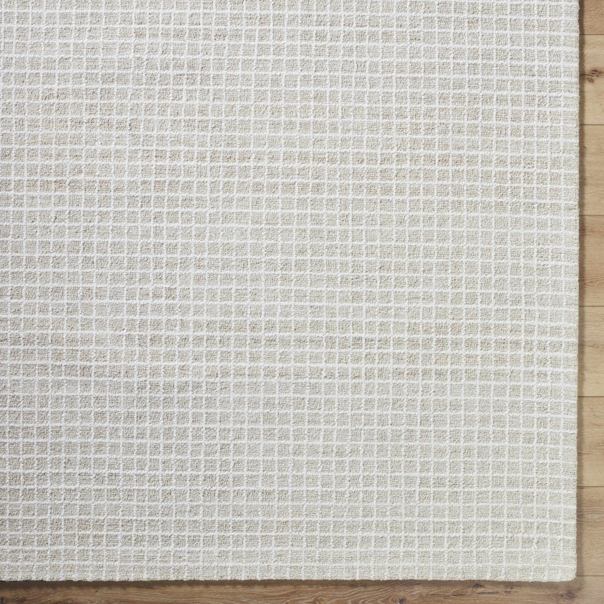 Anahid Bone Area Rug bone beige with white grid texture by Boutique Rugs on Tampa Home & Garden Store