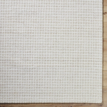 Anahid Bone Area Rug bone beige with white grid texture by Boutique Rugs on Tampa Home & Garden Store