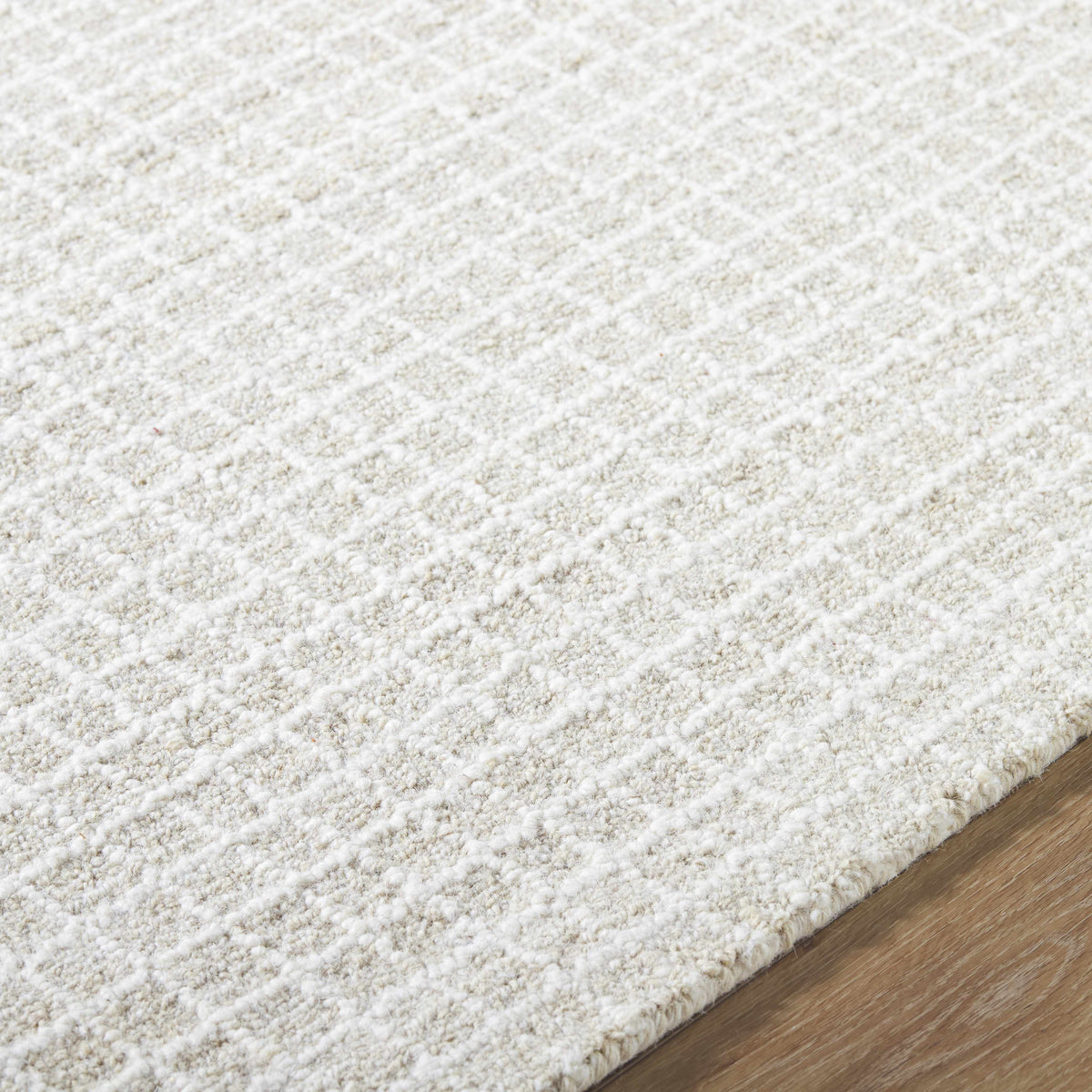 Anahid Bone Area Rug by Boutique Rugs, ivory bone shag with plush pile, rolled edge on Tampa Home & Garden Store