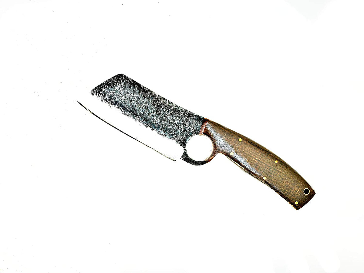 Hand forged Titan TC-006 carbon blade knife with hammered blade and wood handle on Tampa Home & Garden Store