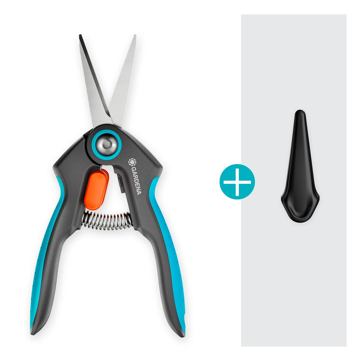 FreshCut Scissors by Gardena, ergonomic hand tool with gray body and turquoise accents on Tampa Home & Garden Store