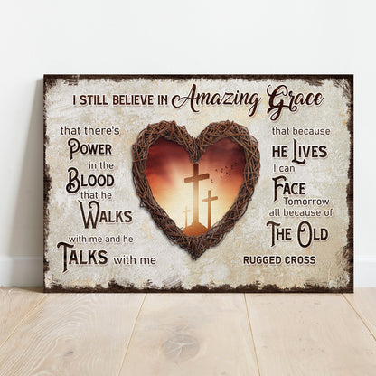 Tailored Canvases canvas sign I Still Believe In Amazing Grace with twig heart on rustic panel on Tampa Home & Garden Store