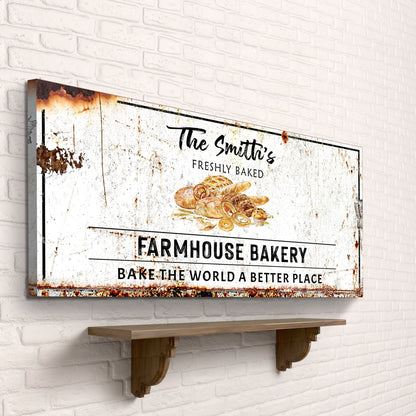 Farmhouse Bakery Sign canvas by Tailored Canvases; rustic white distressed finish on Tampa Home & Garden Store