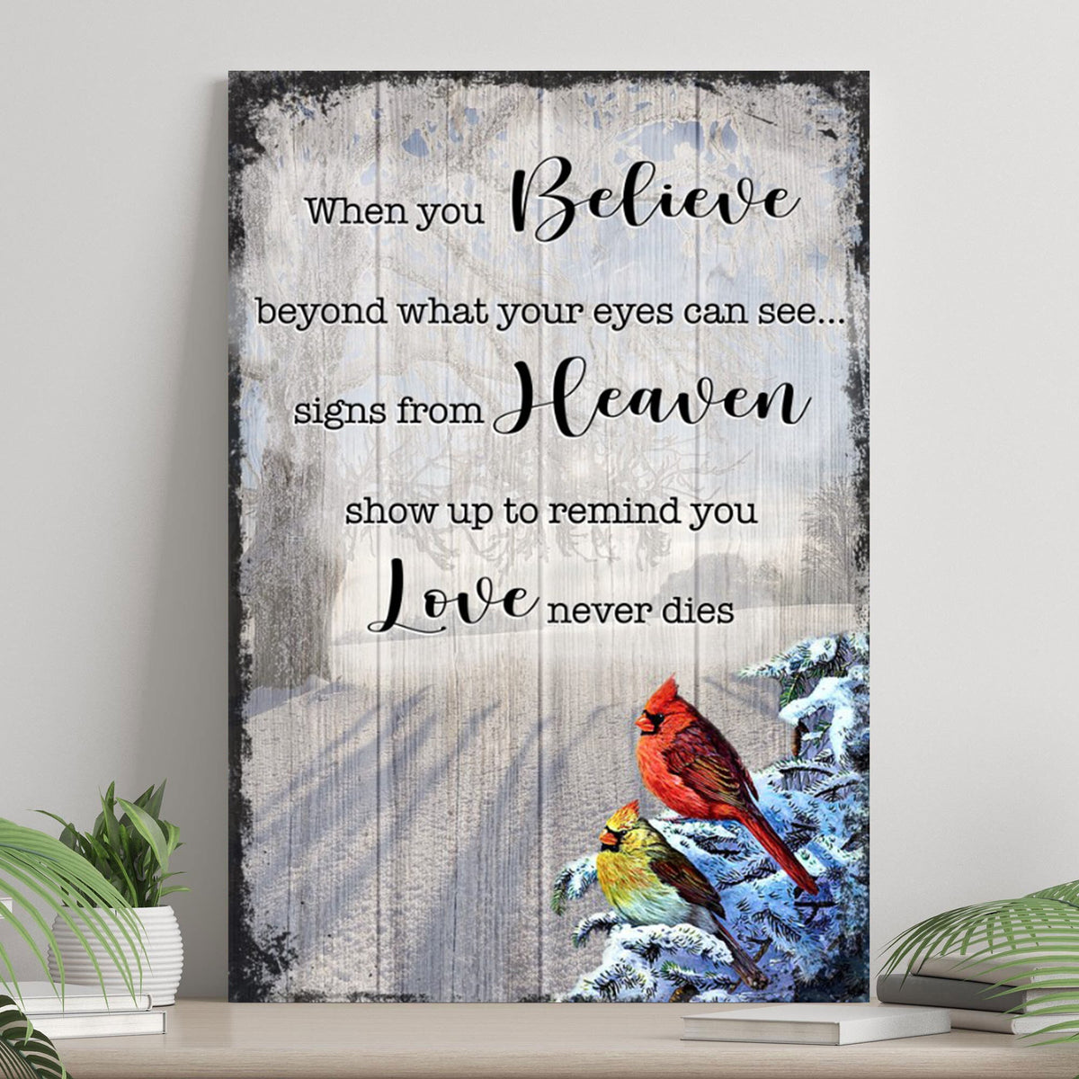 Canvas wall art Signs From Heaven That Love Never Dies Sign II by Tailored Canvases with birds on Tampa Home & Garden Store