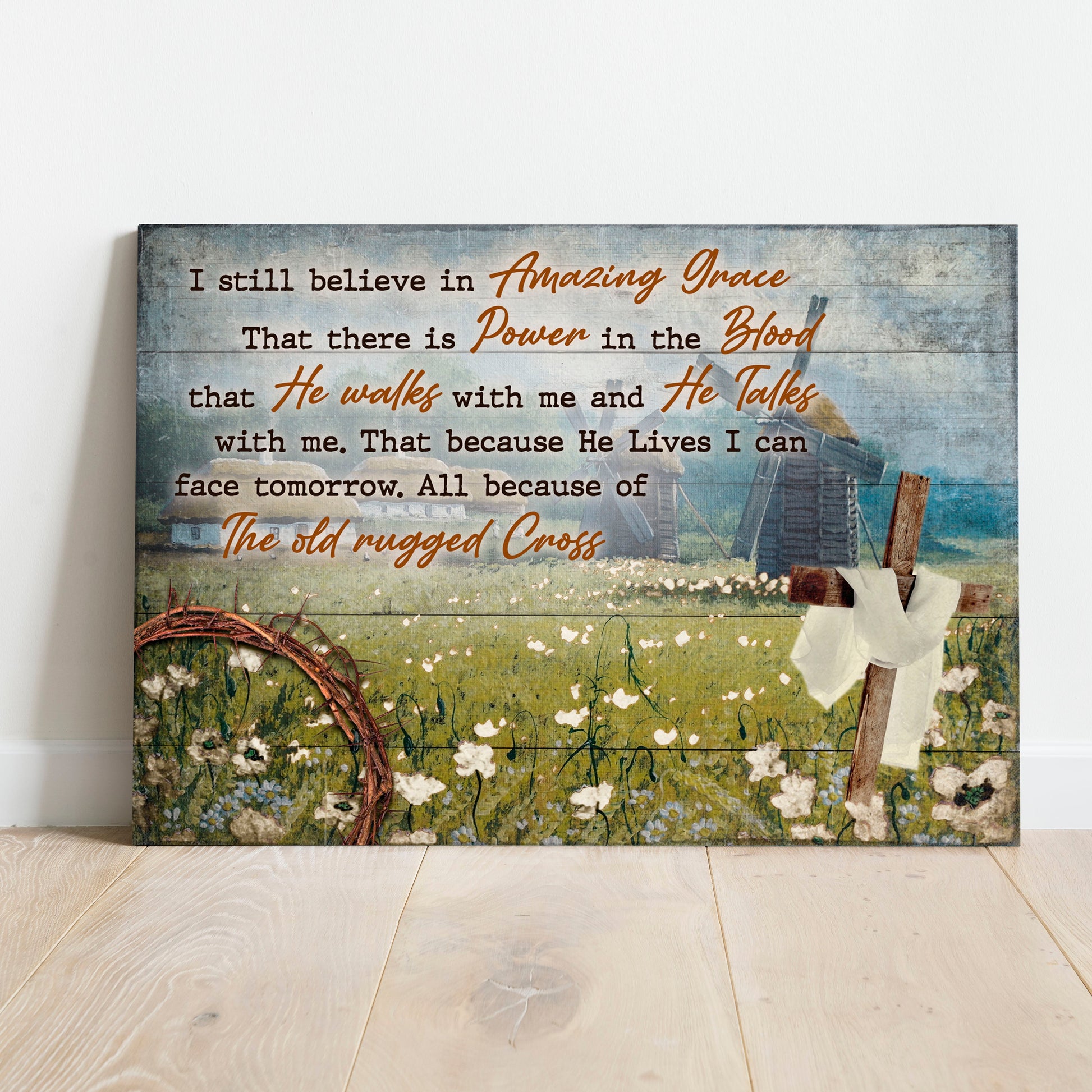 Canvas sign VI I Still Believe In Amazing Grace with script on weathered wood Tailored Canvases on Tampa Home & Garden Store