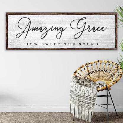 Amazing Grace How Sweet The Sound Sign canvas by Tailored Canvases, rustic wood frame on Tampa Home & Garden Store