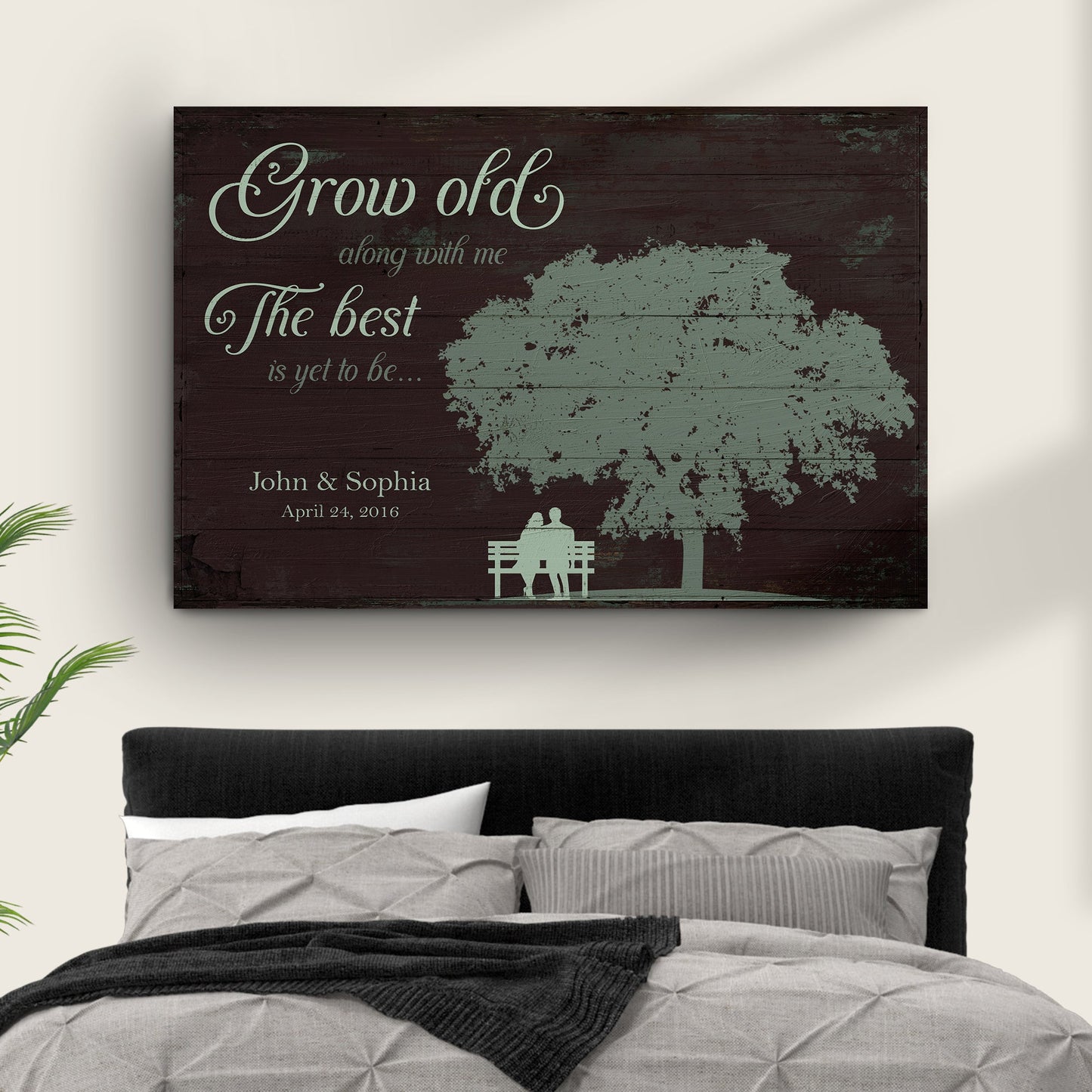 Canvas sign Grow Old Along With Me The Best Is Yet To Be by Tailored Canvases on rustic wood on Tampa Home & Garden Store