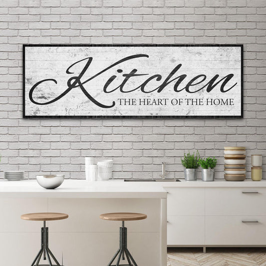 Canvas sign Kitchen Is The Heart Of The Home II Tailored Canvases, rustic whitewashed on Tampa Home & Garden Store