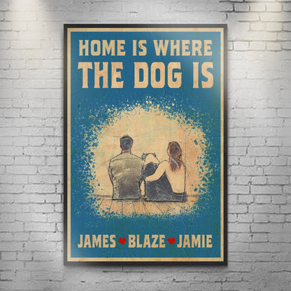 Home Is Where The Dog Is Sign II canvas by Tailored Canvases, blue beige text crafting canvas on Tampa Home & Garden Store