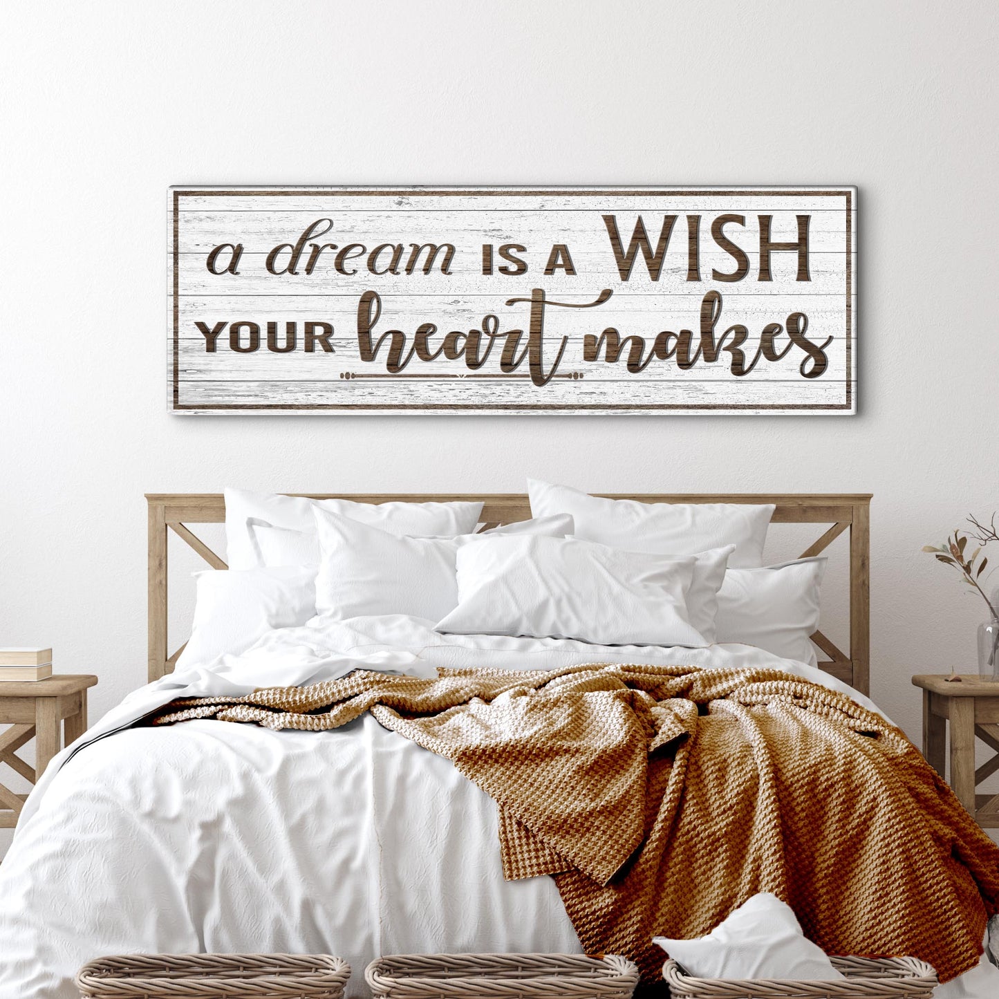 Tailored Canvases canvas sign a dream is a wish your heart makes on whitewashed wood on Tampa Home & Garden Store