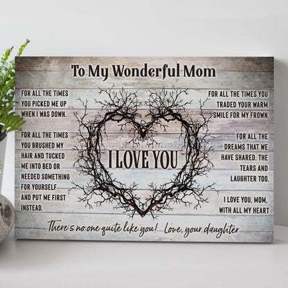 Canvas sign To My Wonderful Mom on wood background by Tailored Canvases on Tampa Home & Garden Store