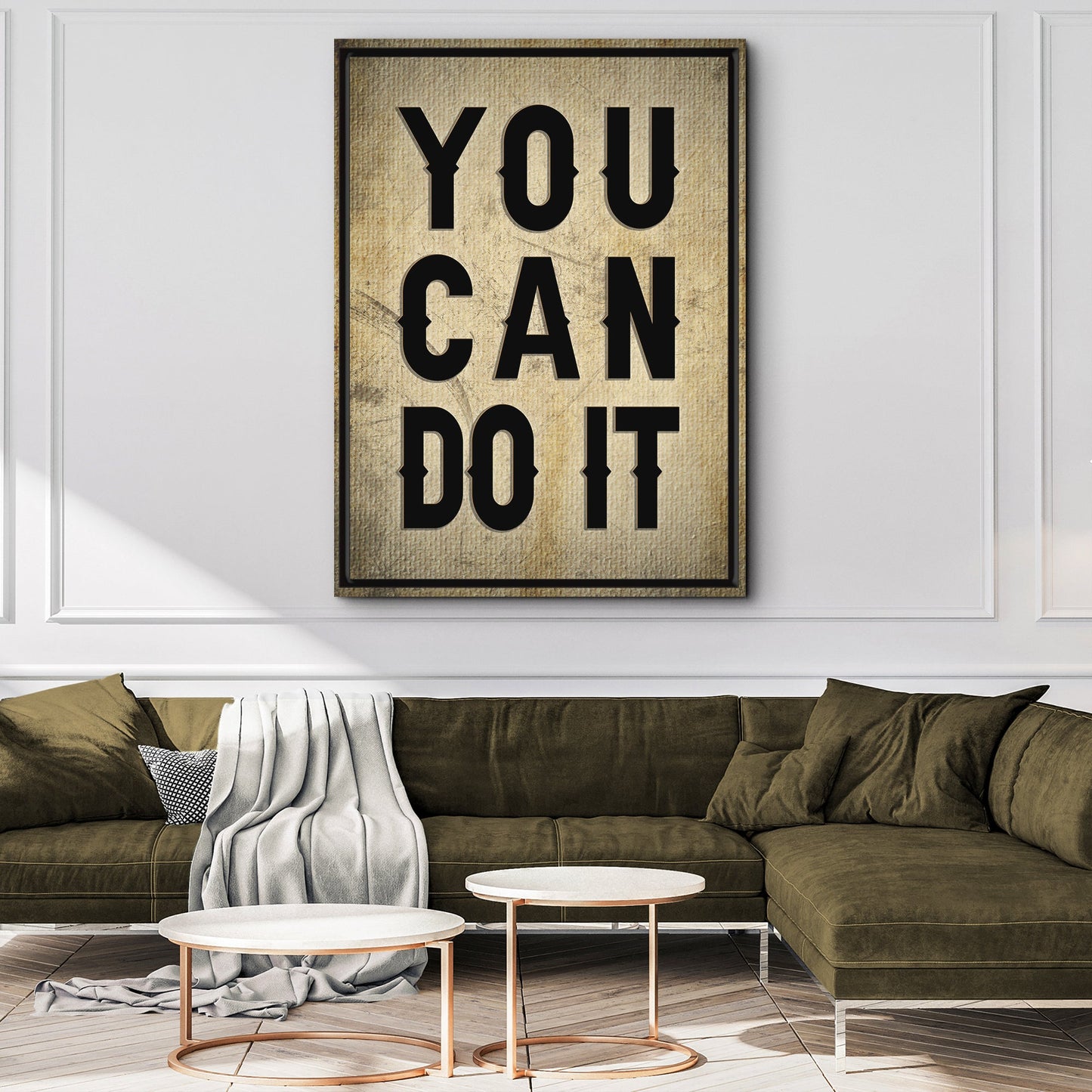 You Can Do It Sign II canvas wall art with beige texture and black lettering Tailored Canvases on Tampa Home & Garden Store