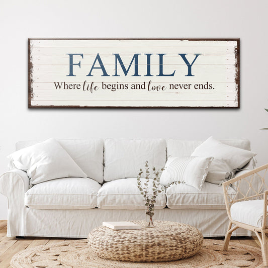 8 Powerful Words Family Sign II canvas by Tailored Canvases on whitewashed wood on Tampa Home and Garden Store